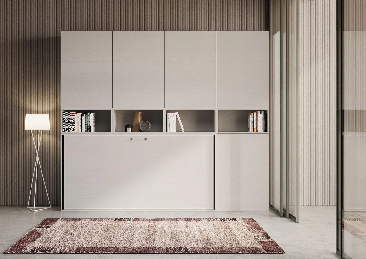 Letto a scomparsa singolo orizzontale Kando con materasso e composizioni disponibili - Image 22