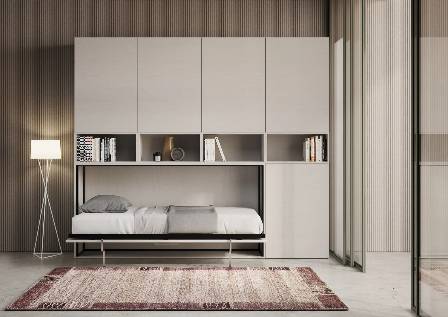 Letto a scomparsa singolo orizzontale Kando con materasso e composizioni disponibili - Image 23
