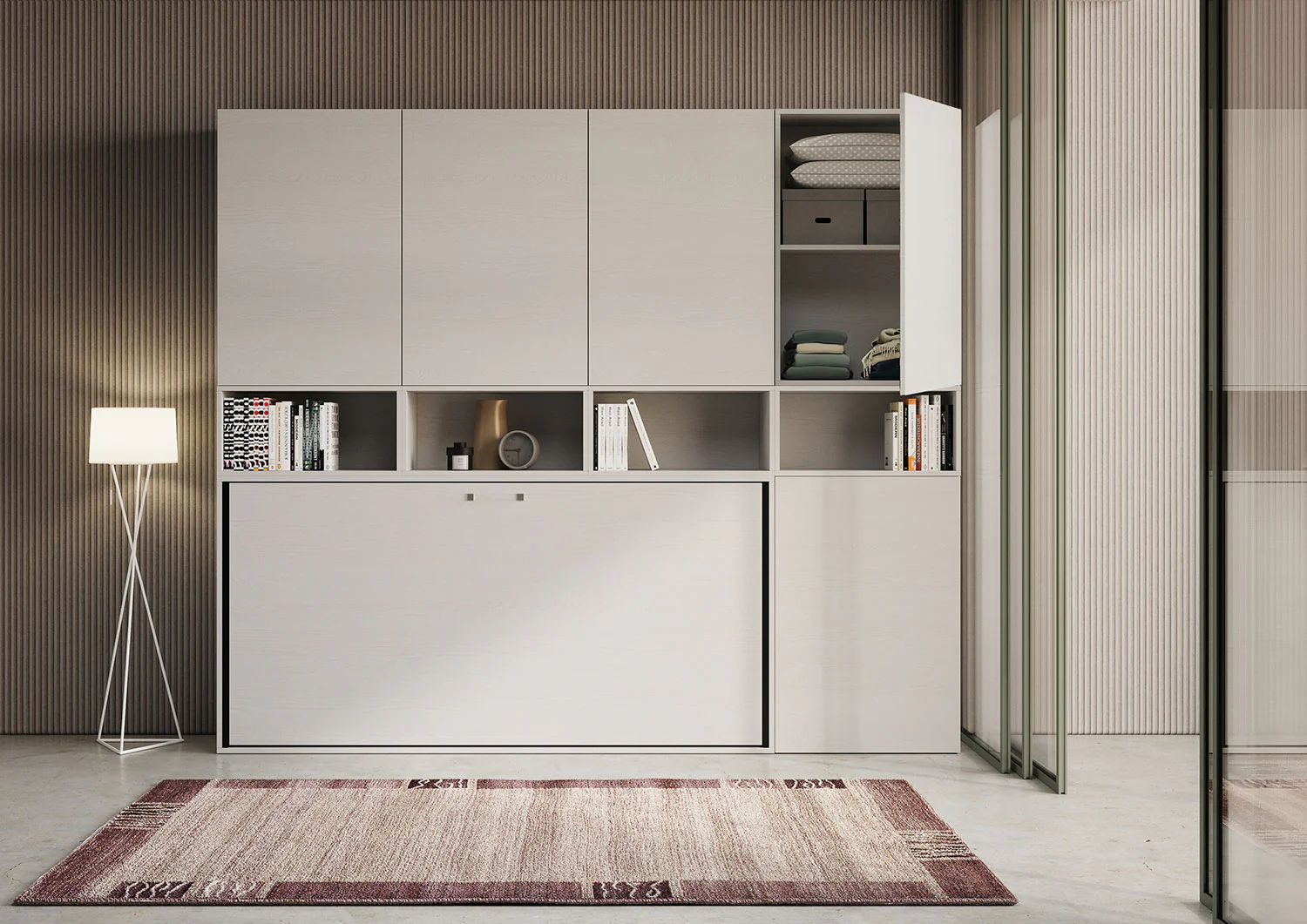 Letto a scomparsa singolo orizzontale Kando con materasso e composizioni disponibili - Image 24