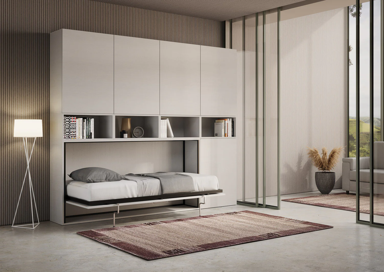 Letto a scomparsa singolo orizzontale Kando con materasso e composizioni disponibili - Image 26