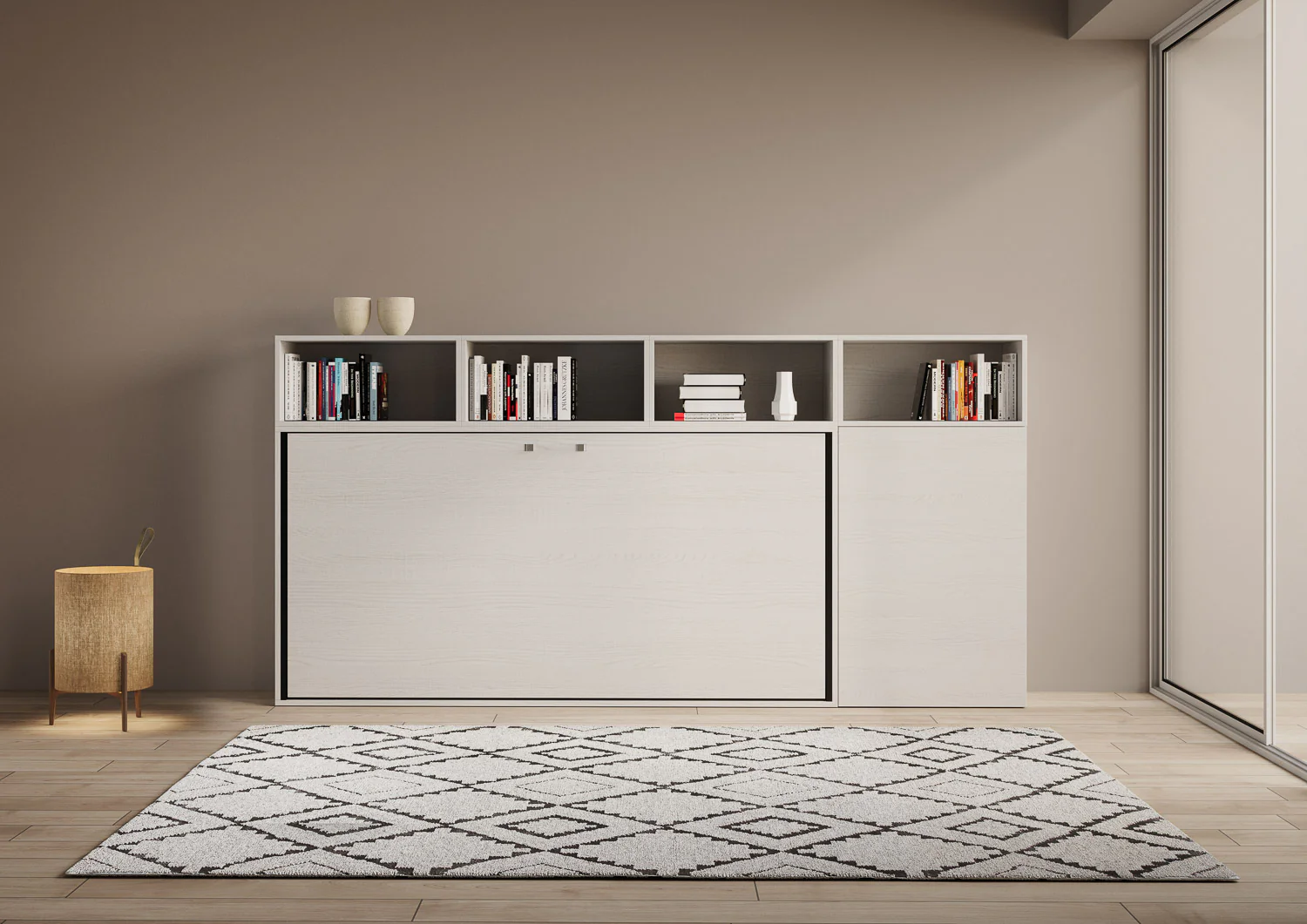 Letto a scomparsa singolo orizzontale Kando con materasso e composizioni disponibili - Image 3