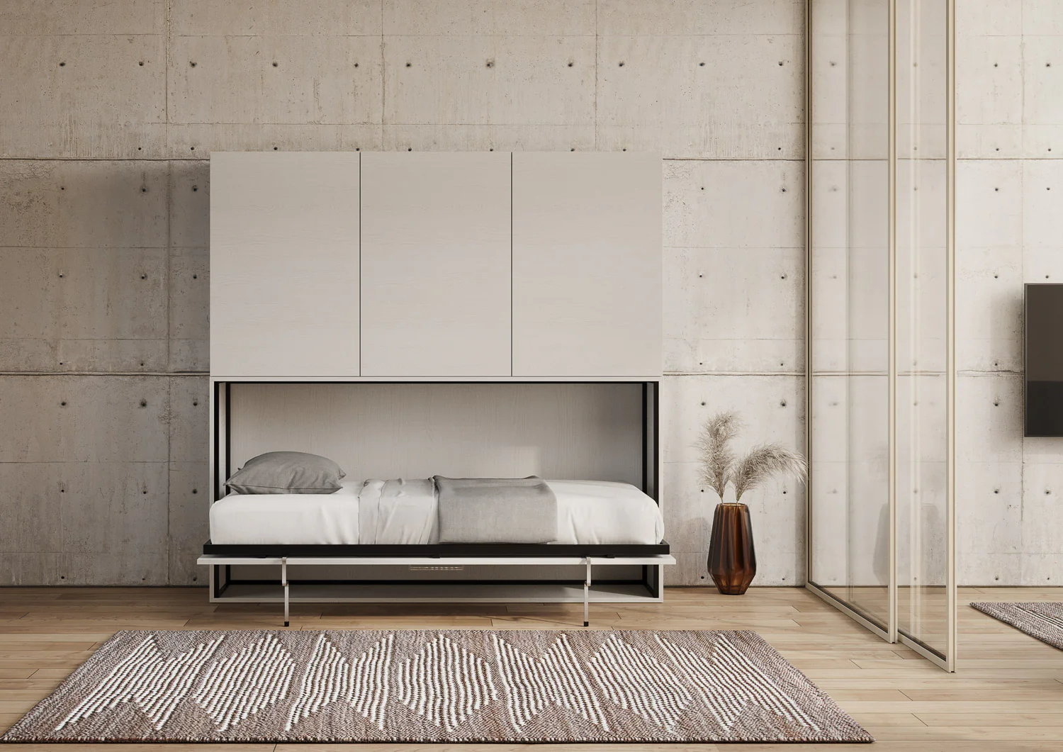 Letto a scomparsa singolo orizzontale Kando con materasso e composizioni disponibili - Image 31