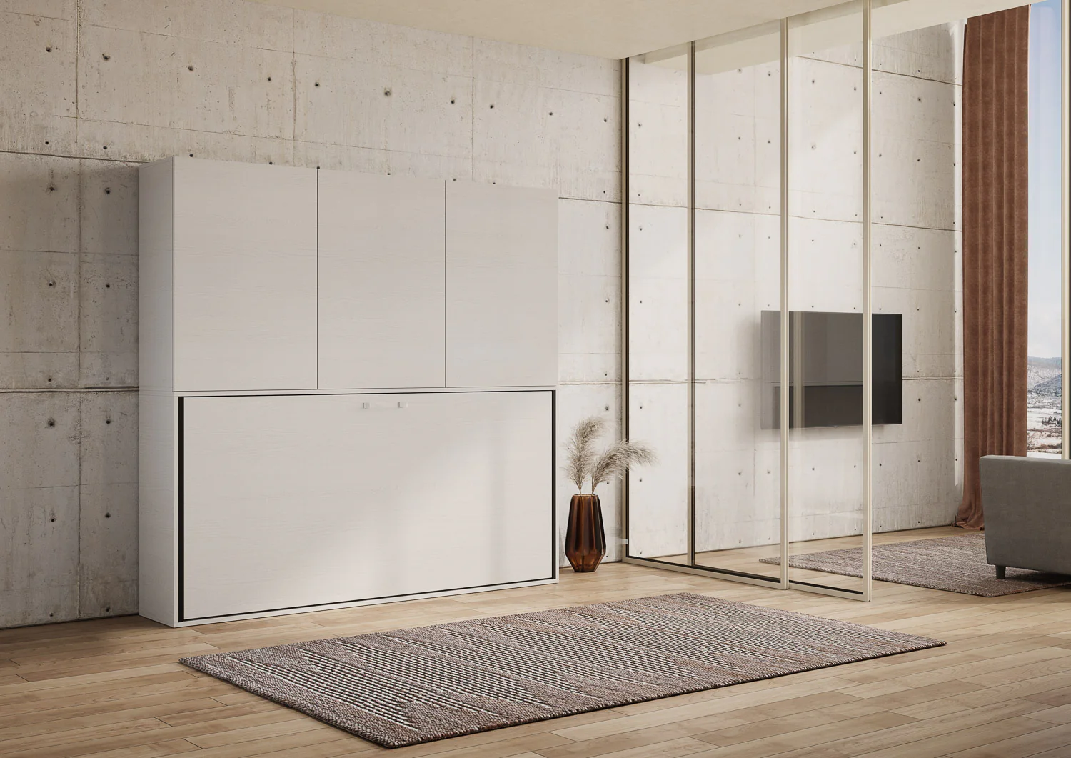 Letto a scomparsa singolo orizzontale Kando con materasso e composizioni disponibili - Image 33