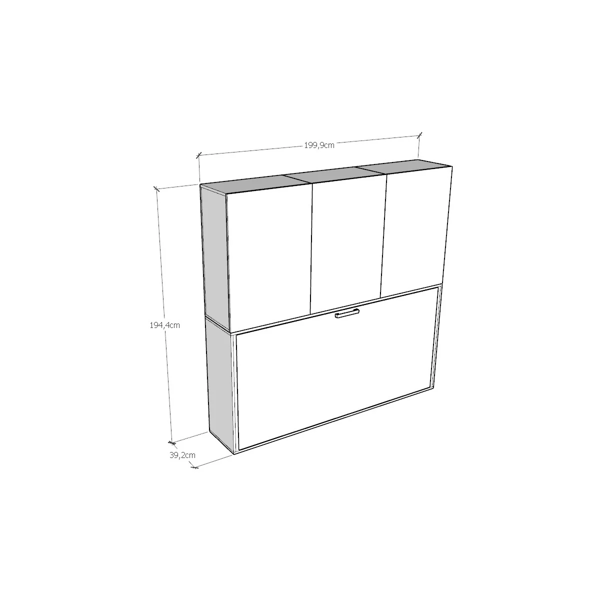 Letto a scomparsa singolo orizzontale Kando con materasso e composizioni disponibili - Image 35