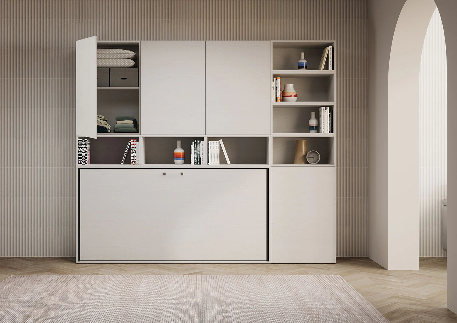 Letto a scomparsa singolo orizzontale Kando con materasso e composizioni disponibili - Image 40