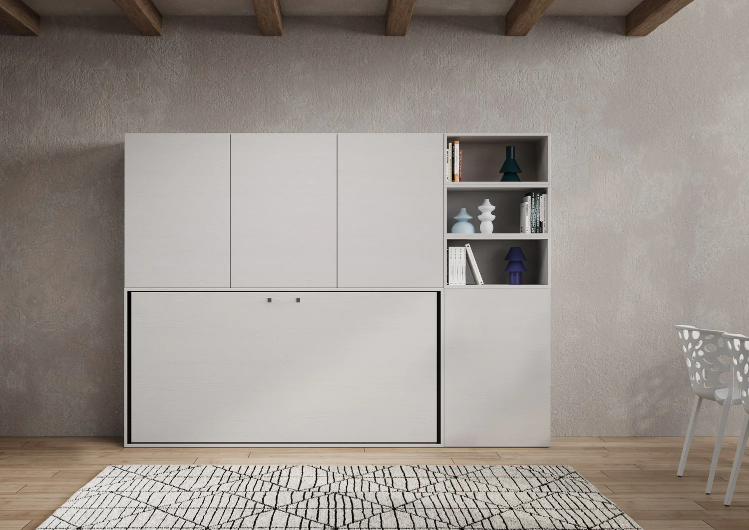 Letto a scomparsa singolo orizzontale Kando con materasso e composizioni disponibili - Image 46