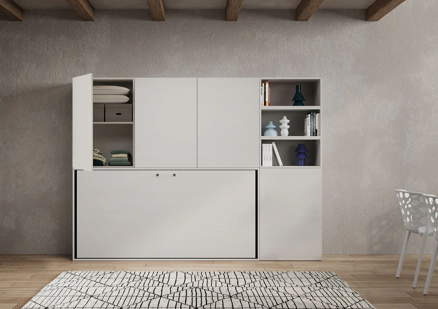 Letto a scomparsa singolo orizzontale Kando con materasso e composizioni disponibili - Image 48