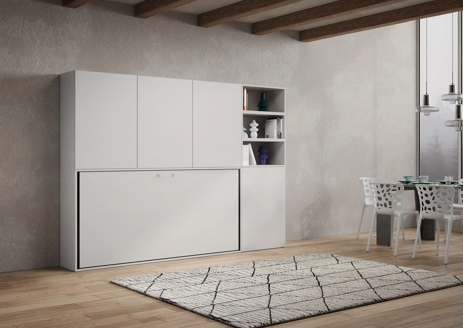 Letto a scomparsa singolo orizzontale Kando con materasso e composizioni disponibili - Image 49