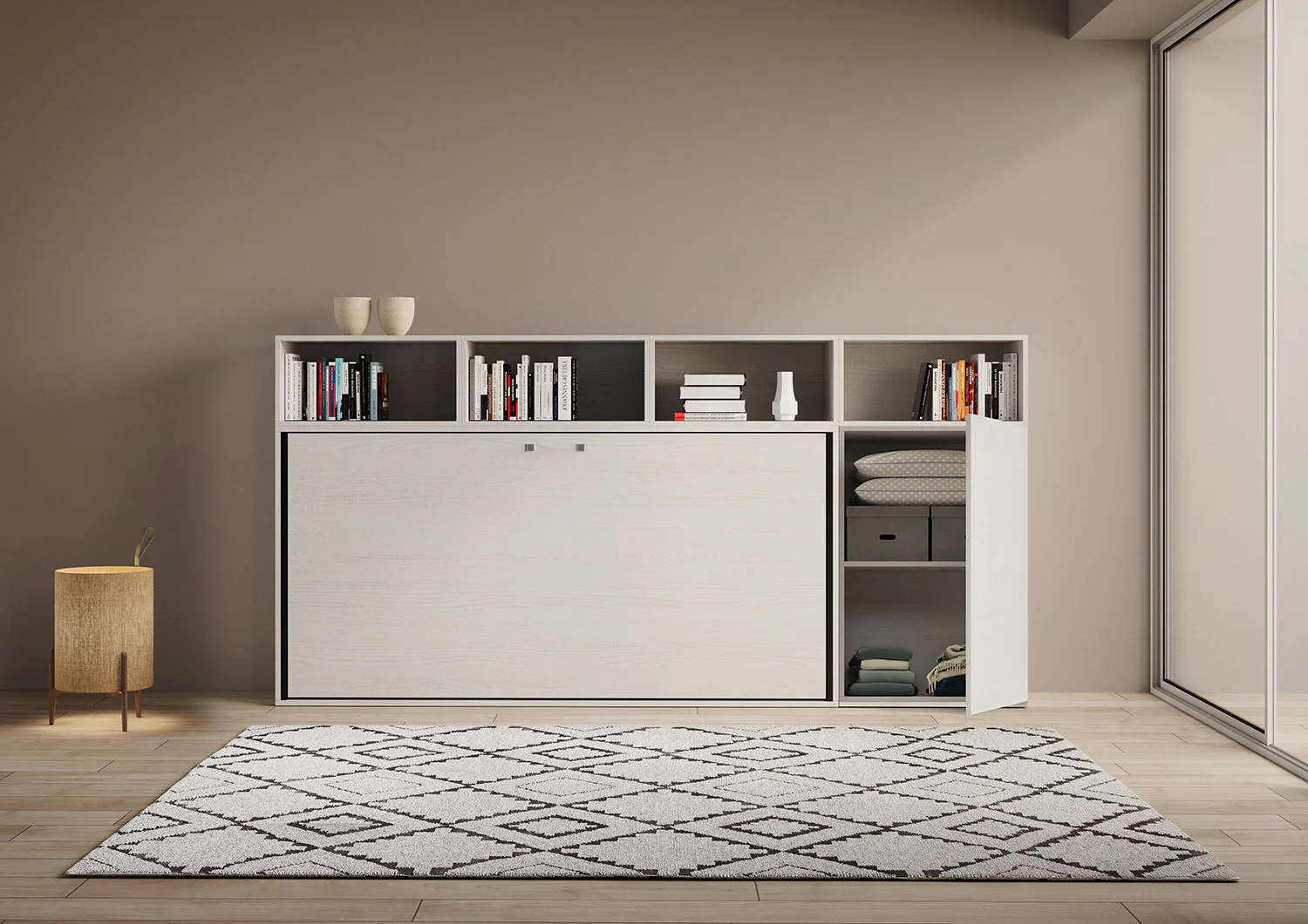 Letto a scomparsa singolo orizzontale Kando con materasso e composizioni disponibili - Image 5