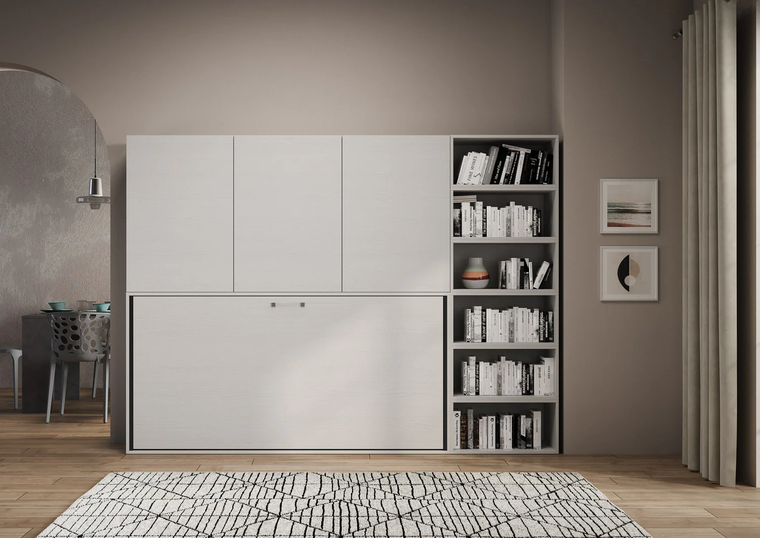 Letto a scomparsa singolo orizzontale Kando con materasso e composizioni disponibili - Image 52