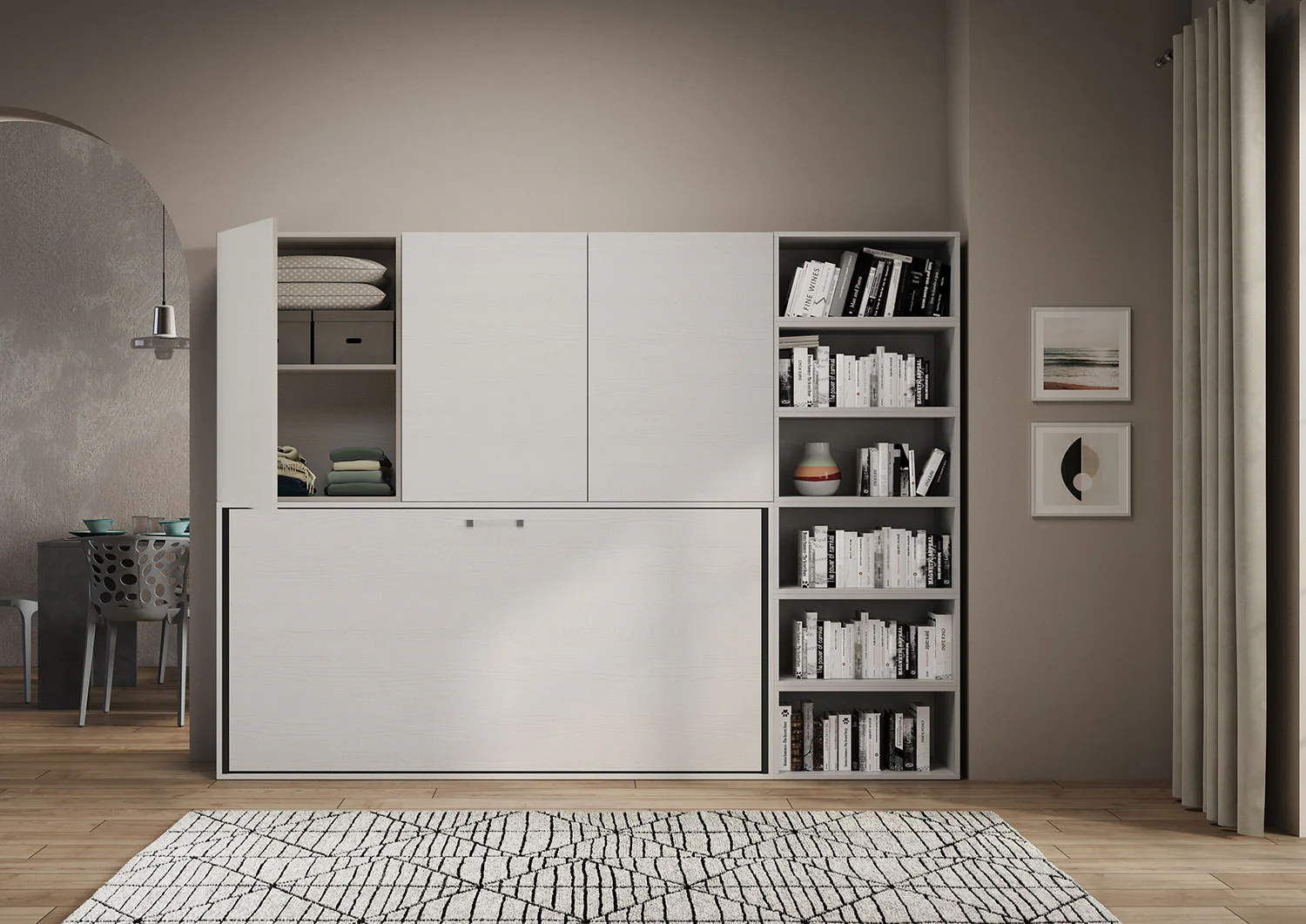 Letto a scomparsa singolo orizzontale Kando con materasso e composizioni disponibili - Image 54