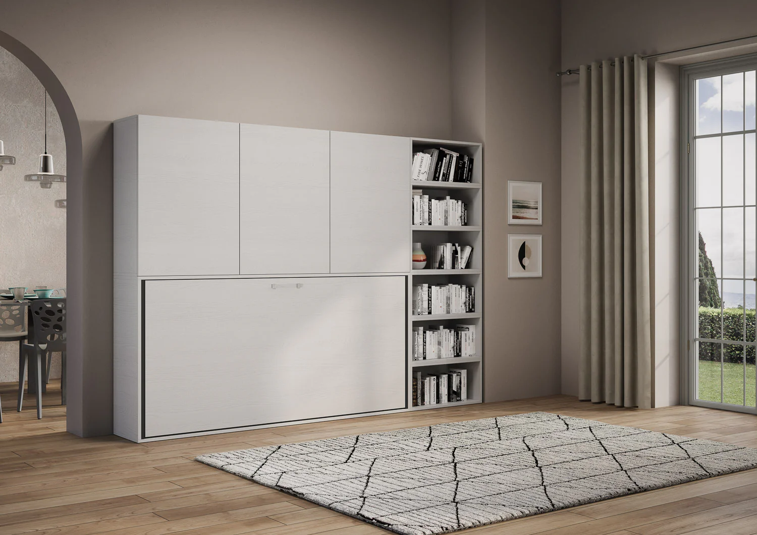 Letto a scomparsa singolo orizzontale Kando con materasso e composizioni disponibili - Image 55