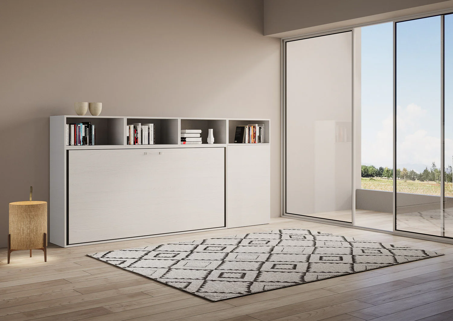 Letto a scomparsa singolo orizzontale Kando con materasso e composizioni disponibili - Image 6