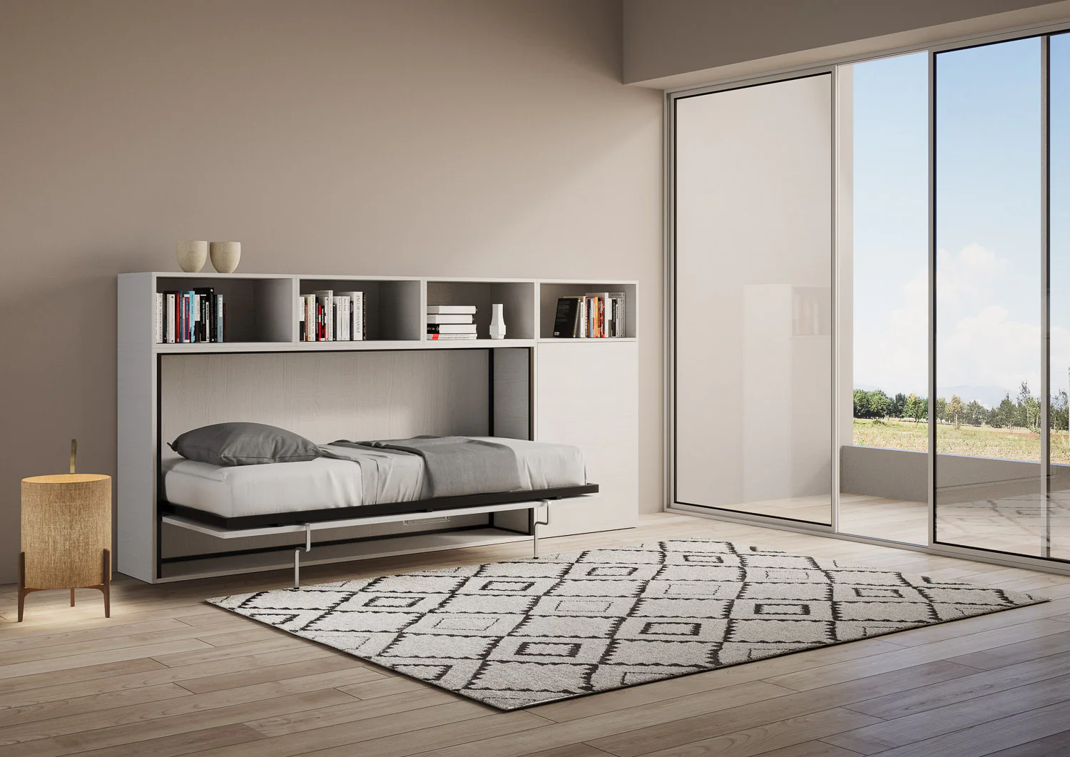 Letto a scomparsa singolo orizzontale Kando con materasso e composizioni disponibili - Image 7