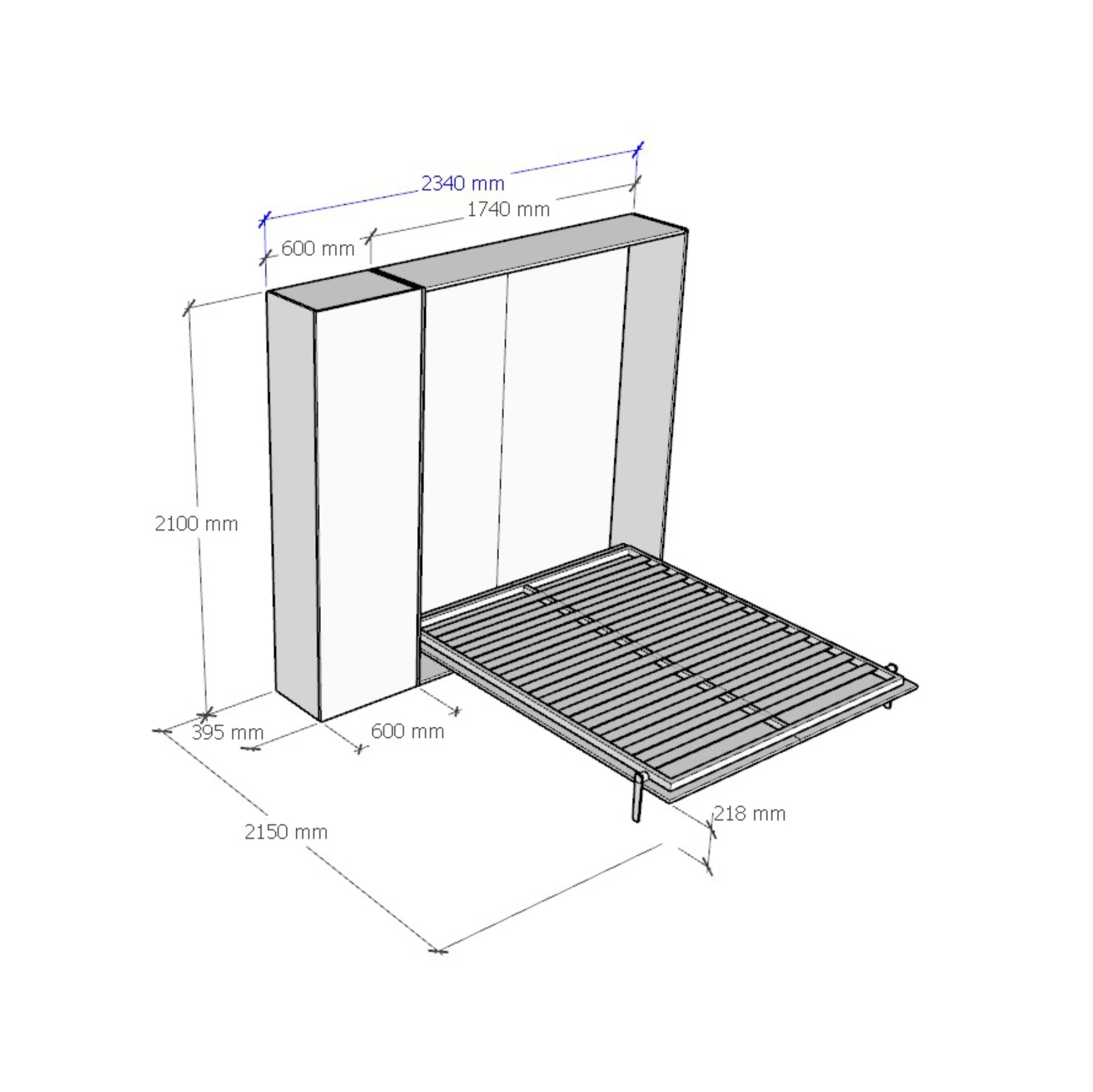 Letto matrimoniale a scomparsa 160 verticale Kentaro con colonna e pensili - Image 22