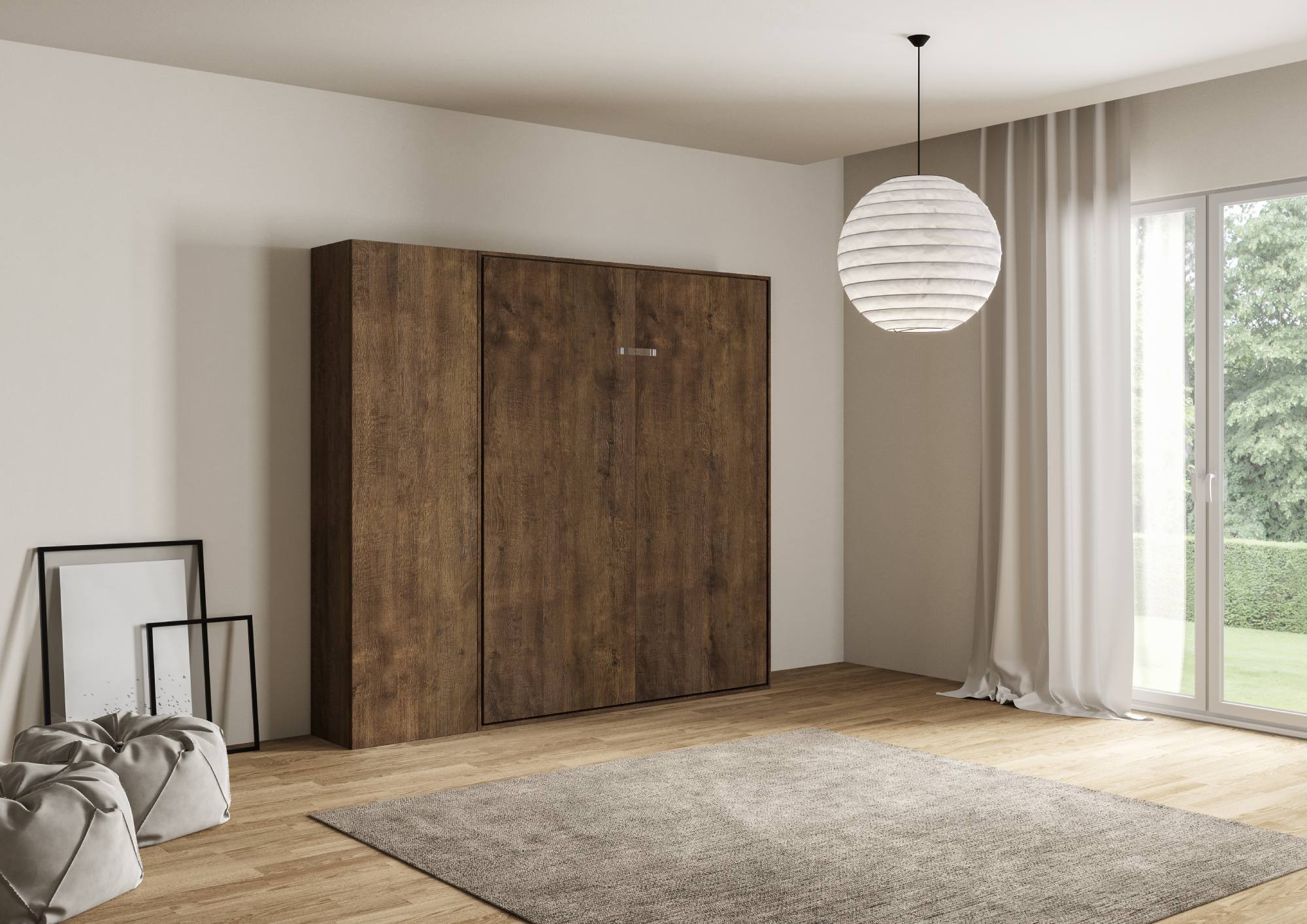 Letto matrimoniale a scomparsa 160 verticale Kentaro con colonna e pensili - Image 27