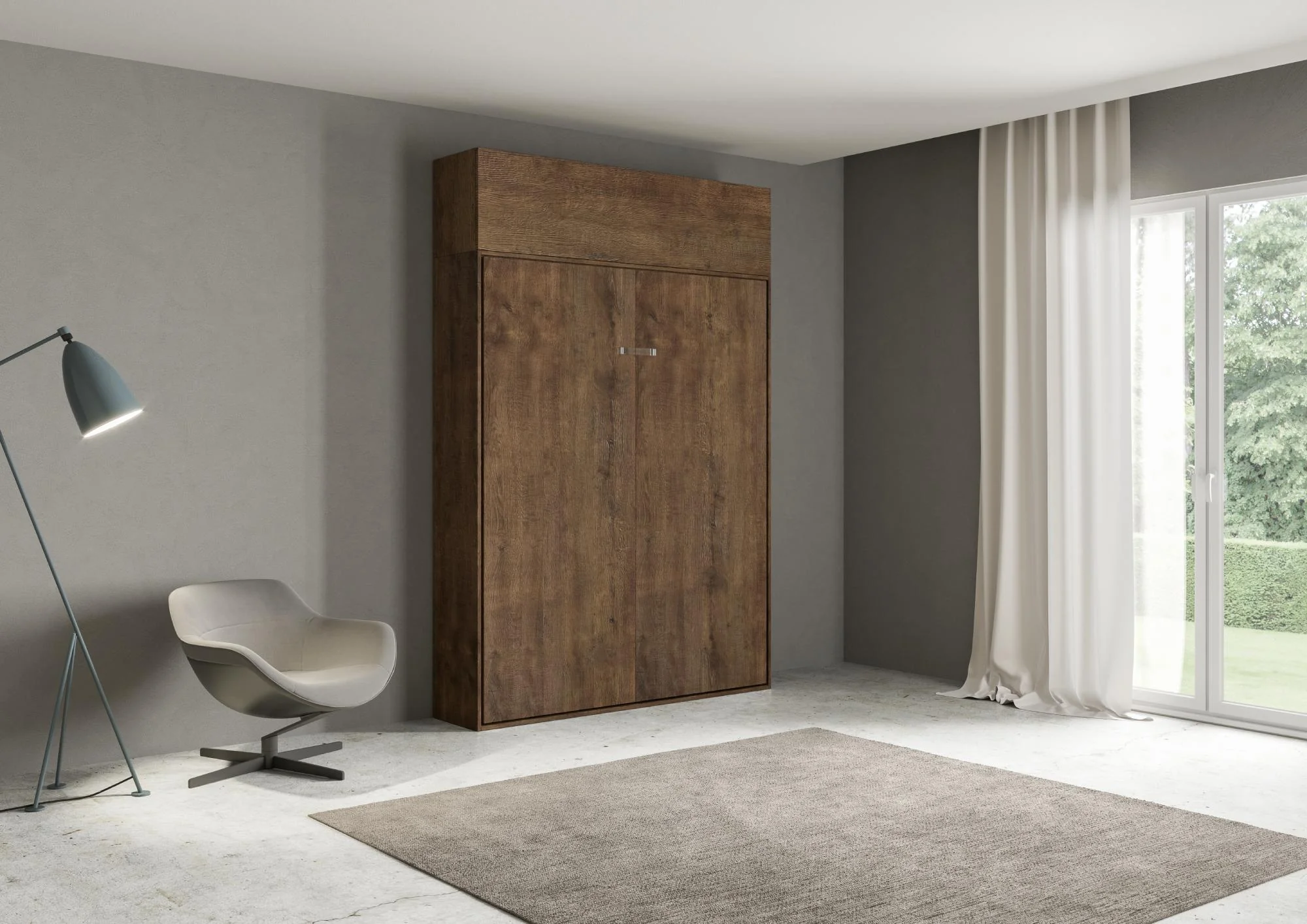 Letto matrimoniale a scomparsa 160 verticale Kentaro con colonna e pensili - Image 37