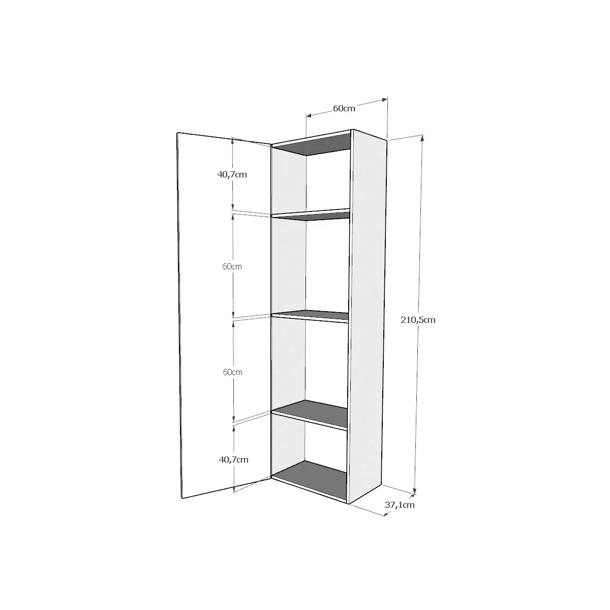 Letto matrimoniale francese a scomparsa 140 verticale Kentaro con colonna e pensili - Image 15