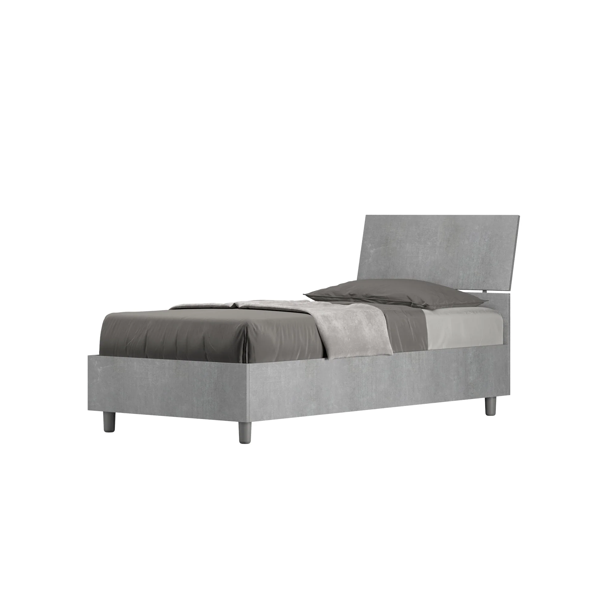 Letto singolo 80x190 testata inclinata Demas senza rete, con rete, contenitore - Image 13