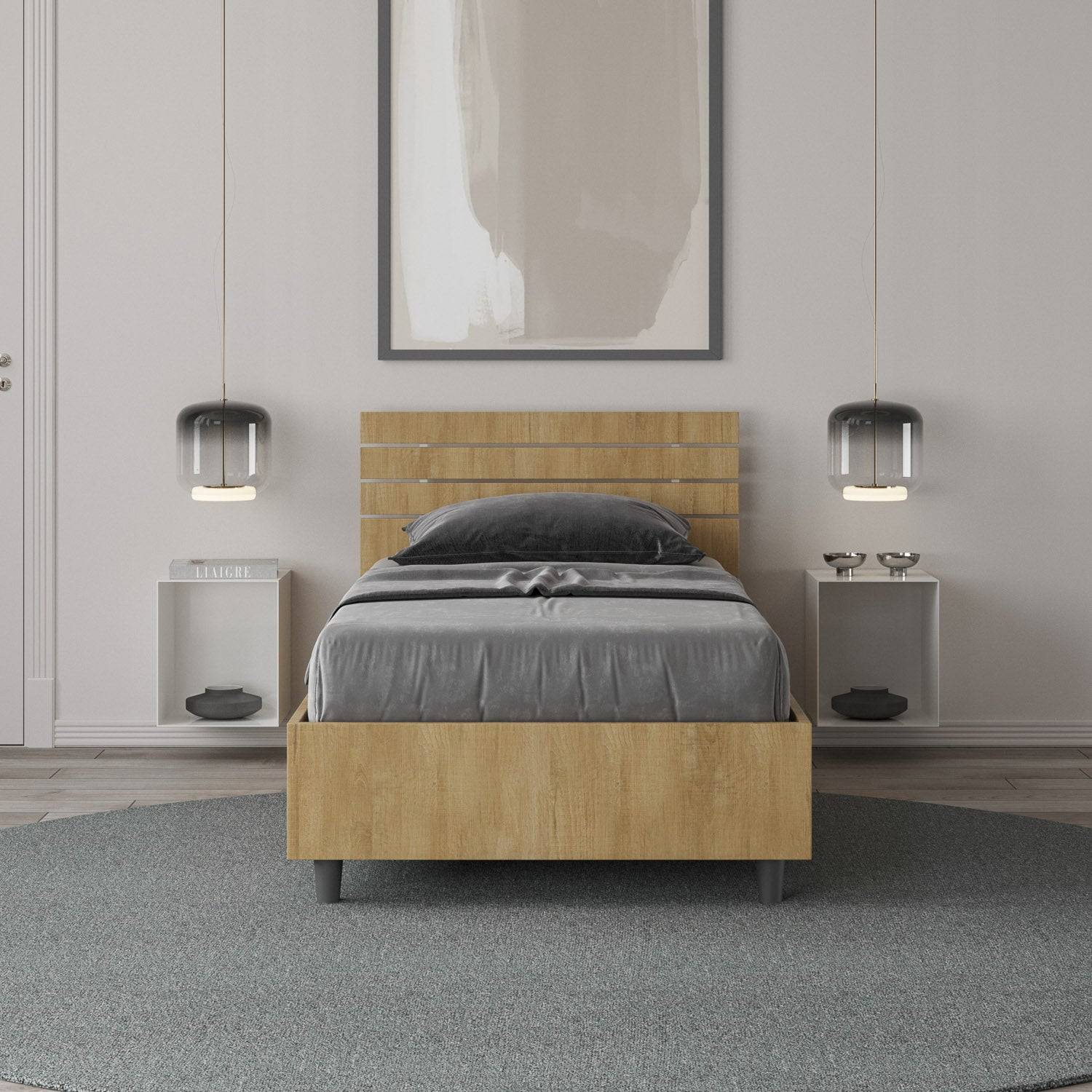Letto Singolo 80x200 Ankel con Testata Inclinata e Contenitore - Image 10