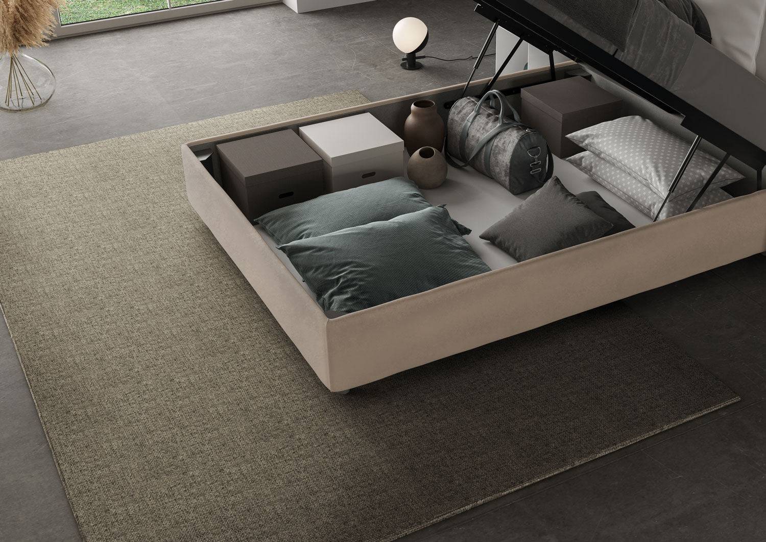 Letto singolo contenitore imbottito 100x190 microfibra Adele - Image 10