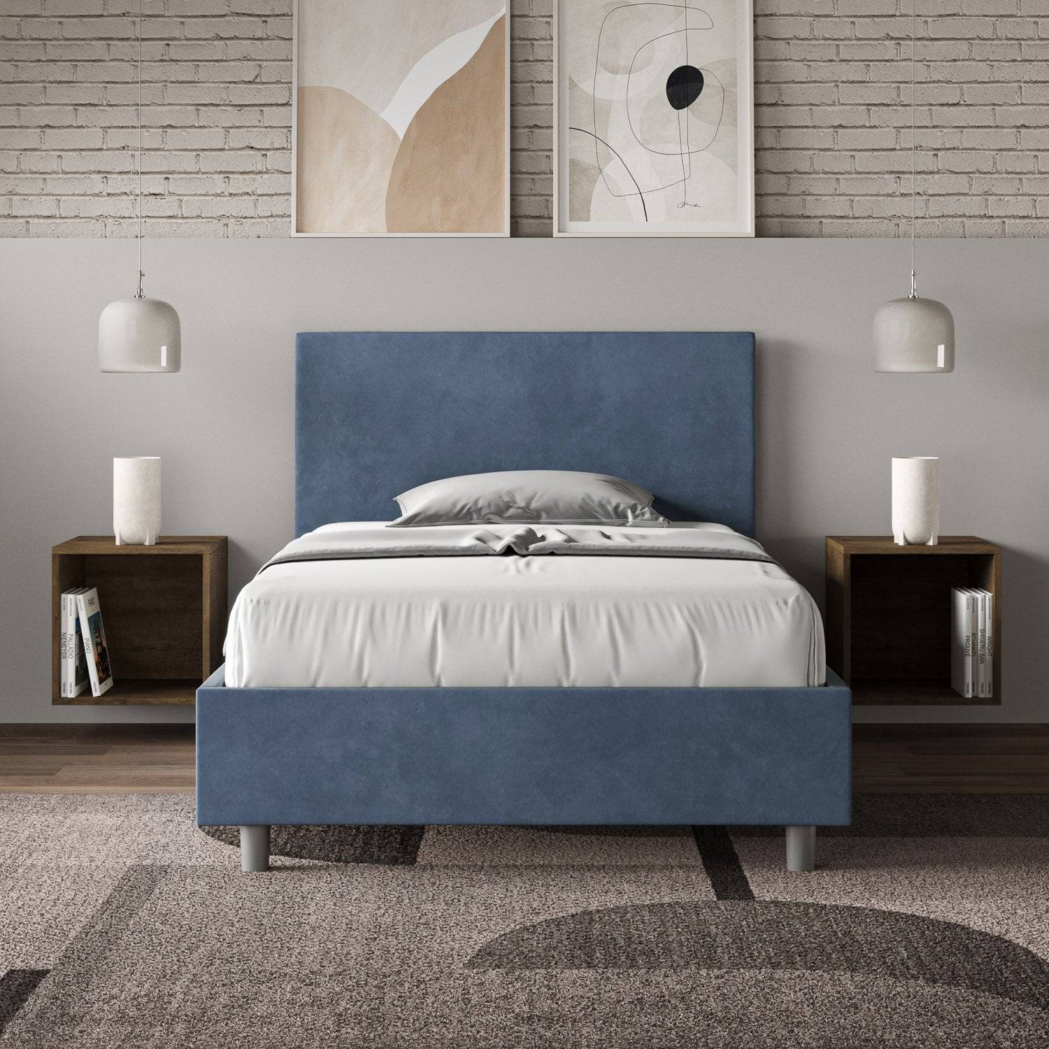 Letto singolo contenitore imbottito 100x190 microfibra Adele - Image 21