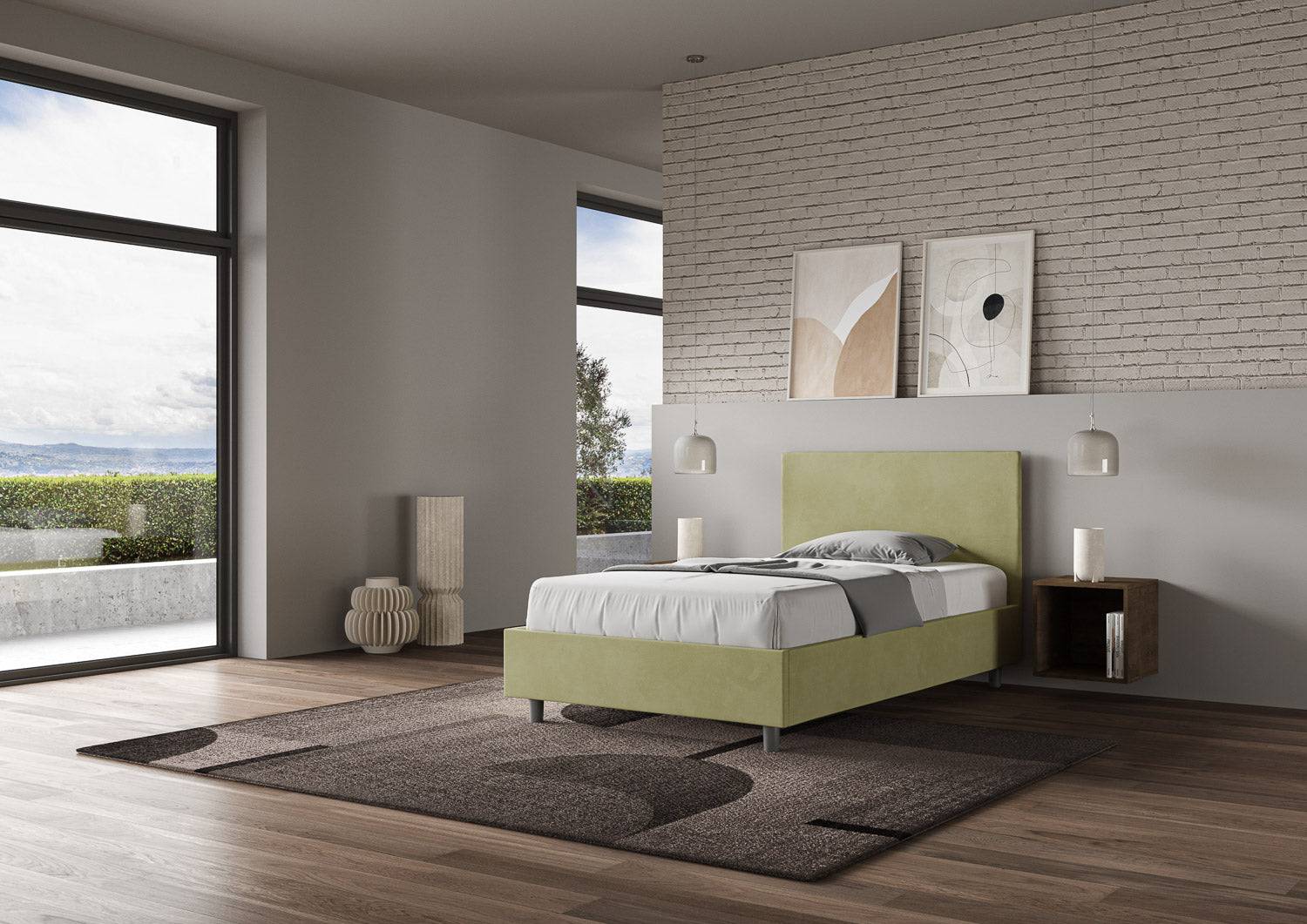 Letto singolo contenitore imbottito 100x190 microfibra Adele - Image 26