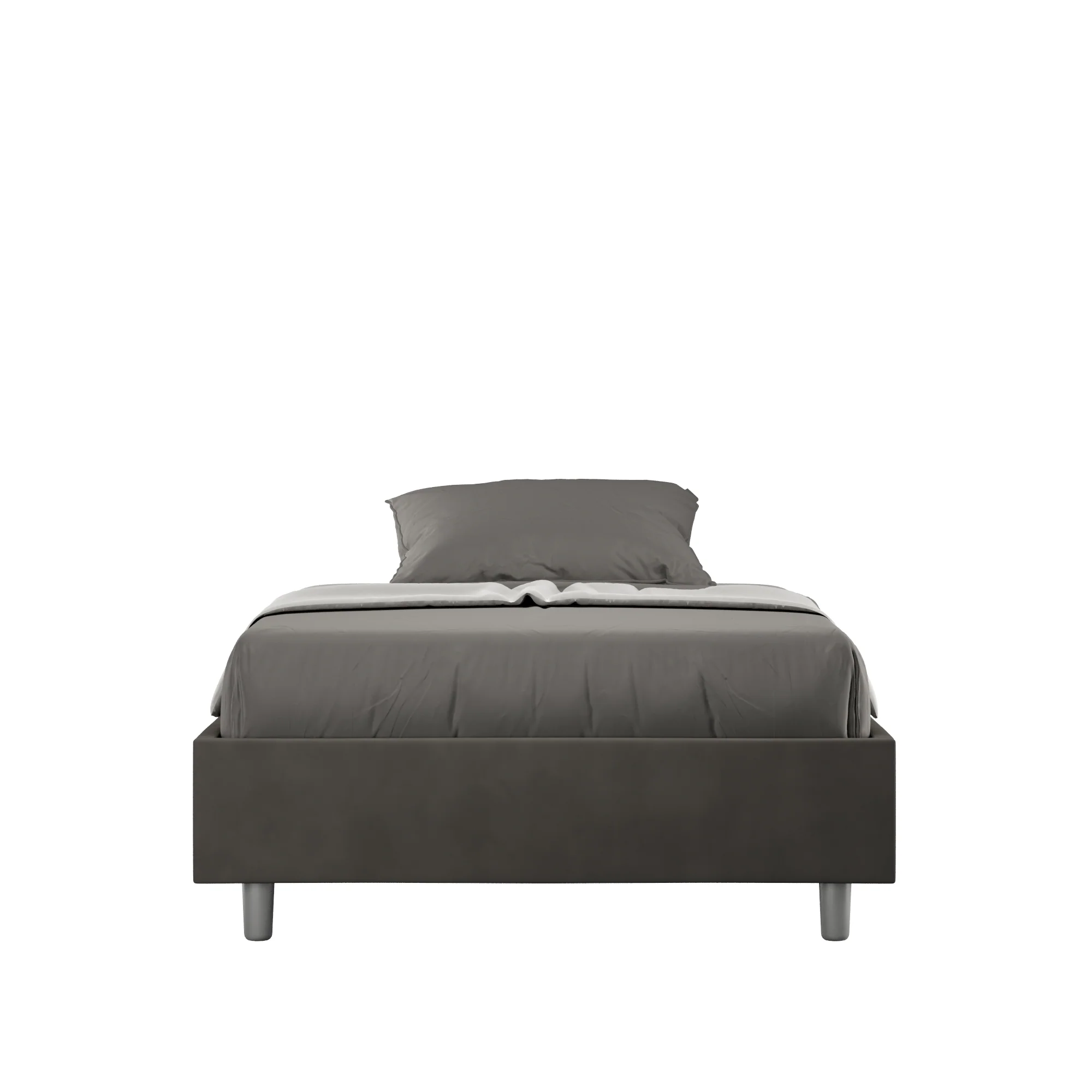 Letto singolo contenitore imbottito 100x190 microfibra Azelia