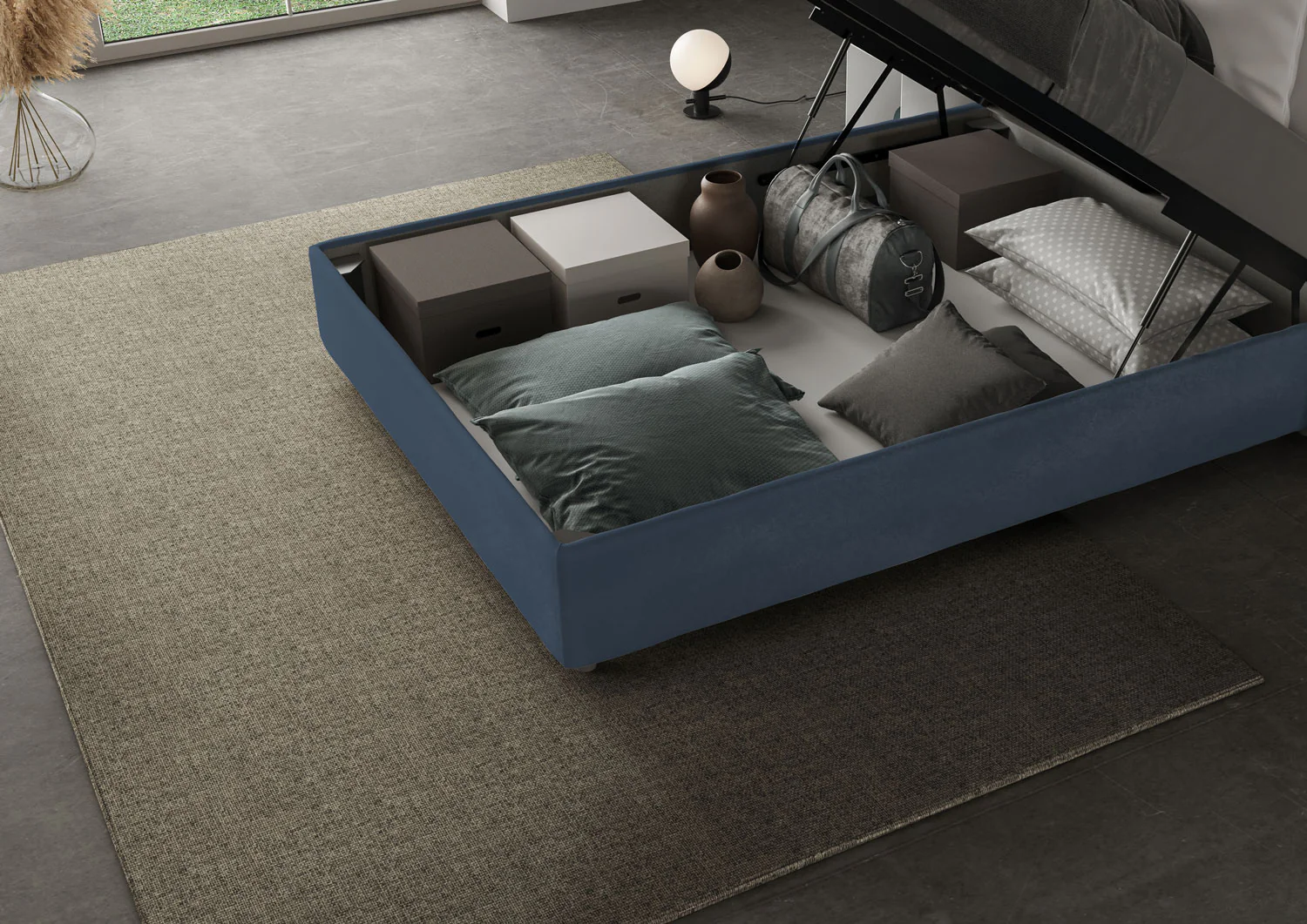 Letto singolo contenitore imbottito 100x190 microfibra Azelia - Image 25
