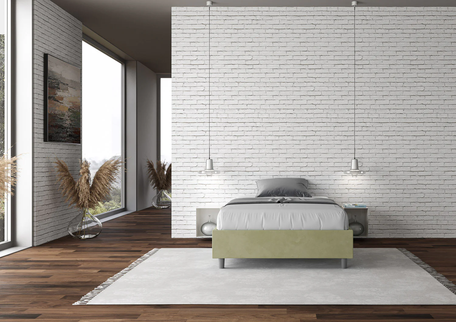 Letto singolo contenitore imbottito 100x190 microfibra Azelia - Image 28