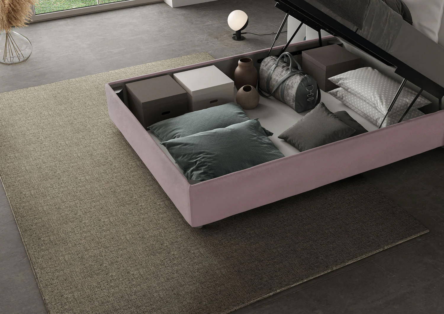 Letto singolo contenitore imbottito 100x190 microfibra Azelia - Image 35
