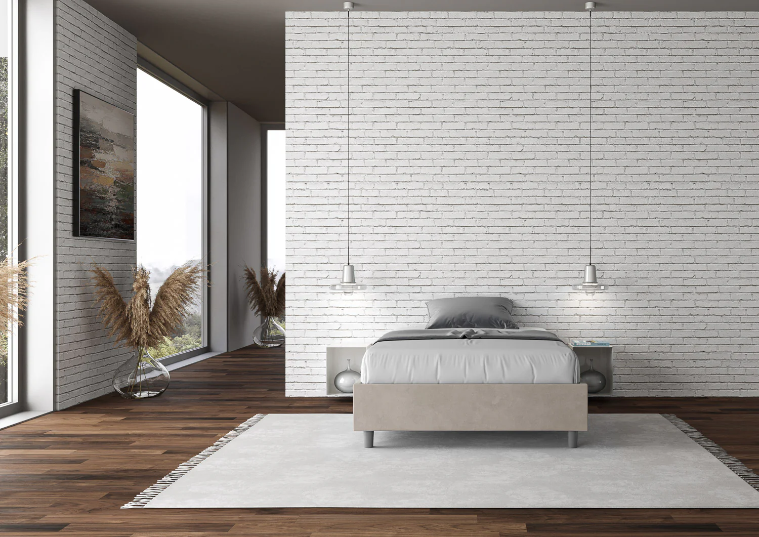 Letto singolo contenitore imbottito 100x190 microfibra Azelia - Image 70
