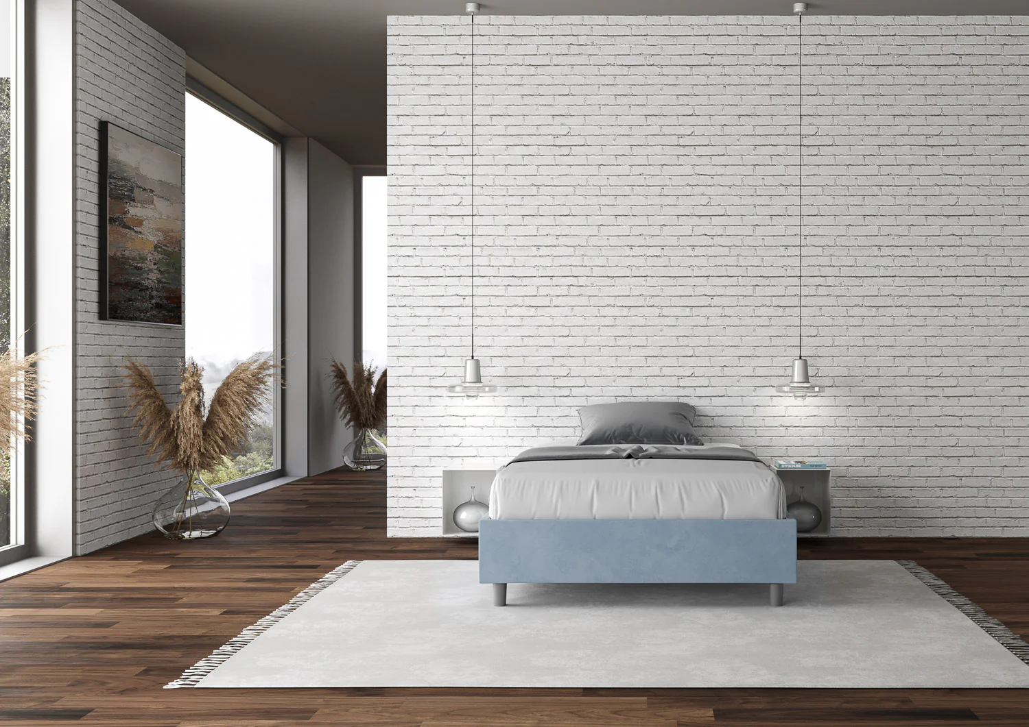 Letto singolo contenitore imbottito 100x190 microfibra Azelia - Image 74