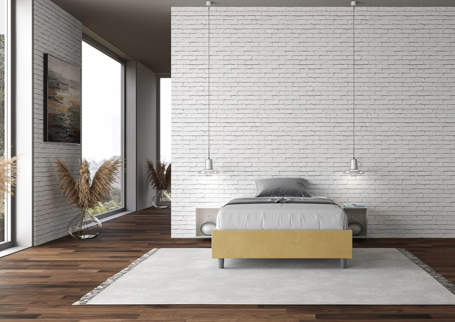 Letto singolo contenitore imbottito 100x190 microfibra Azelia - Image 78