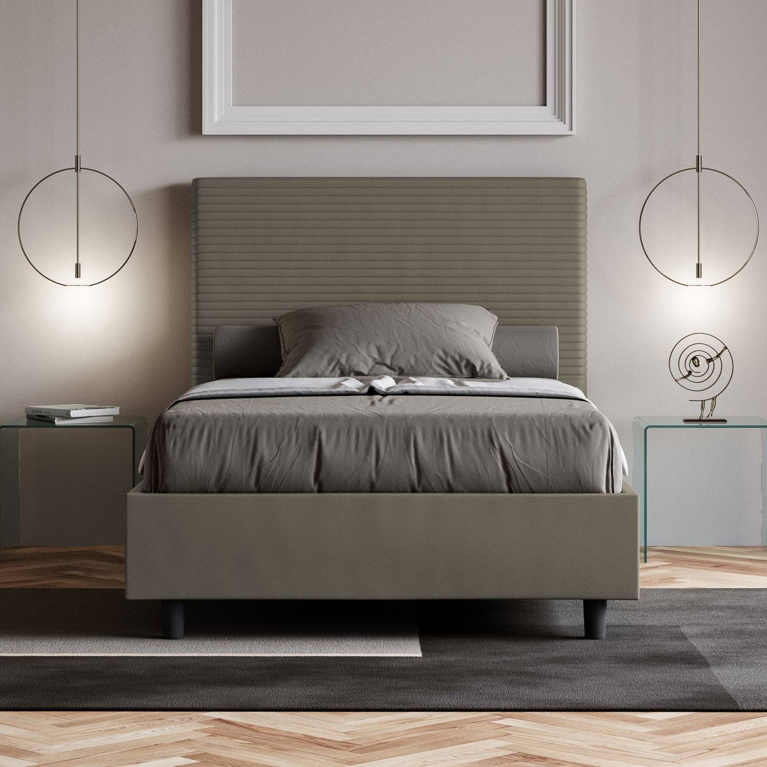 Letto singolo contenitore imbottito 100x190 similpelle Focus - Image 2