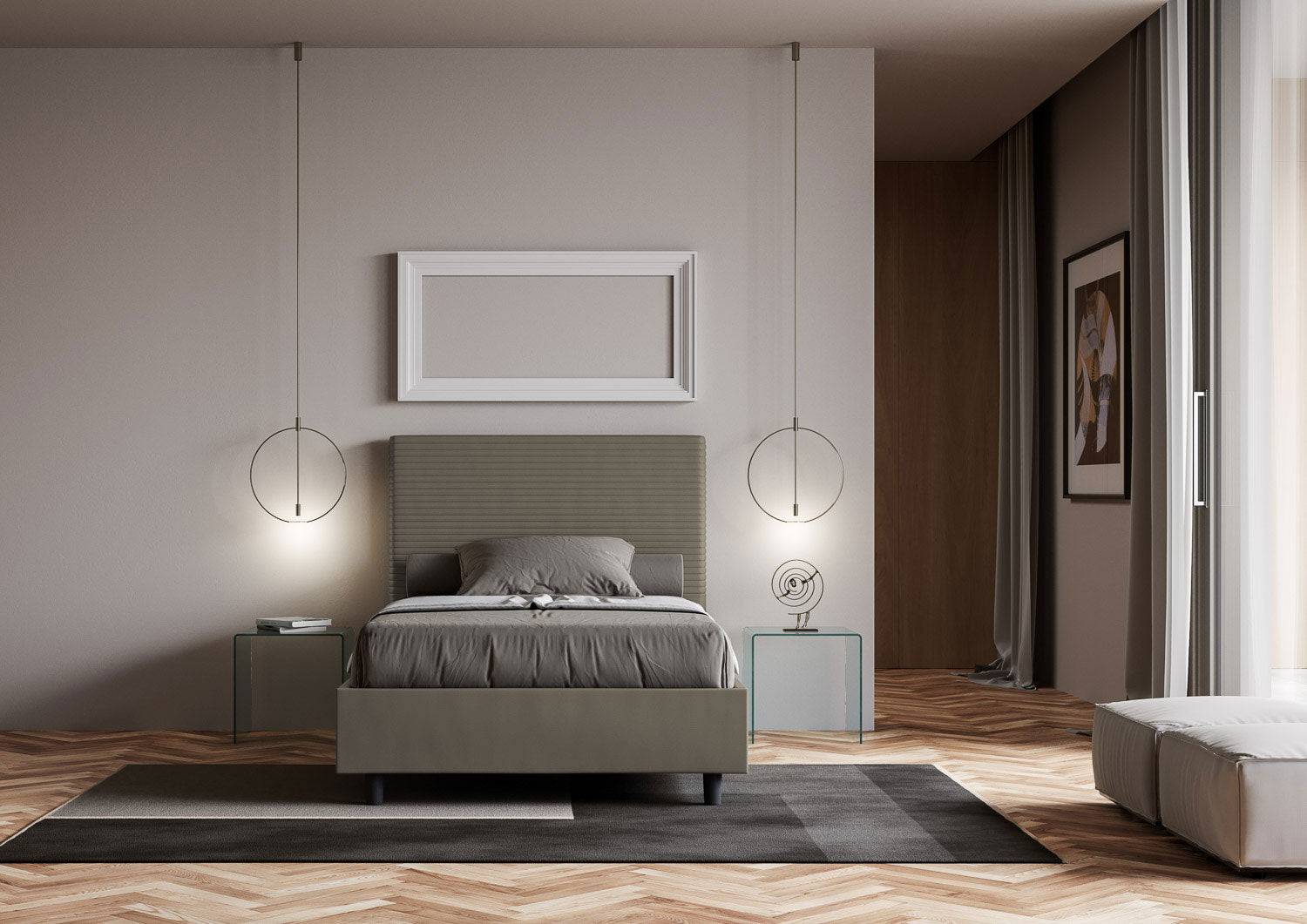 Letto singolo contenitore imbottito 100x190 similpelle Focus - Image 3