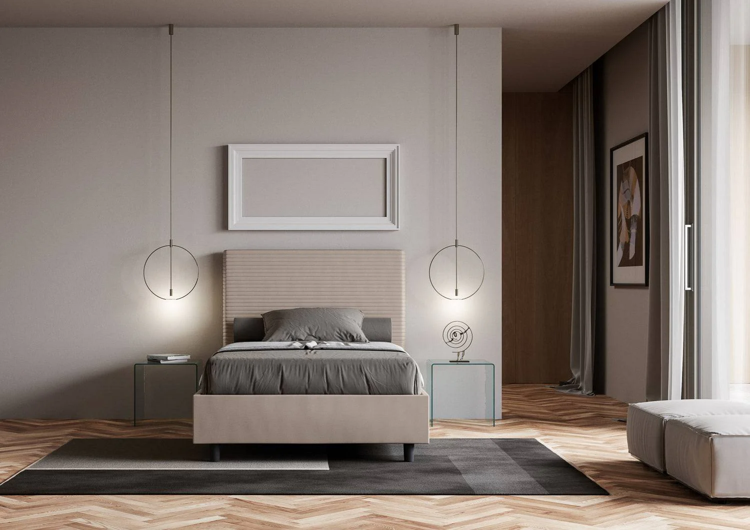 Letto singolo contenitore imbottito 100x190 similpelle Focus - Image 8