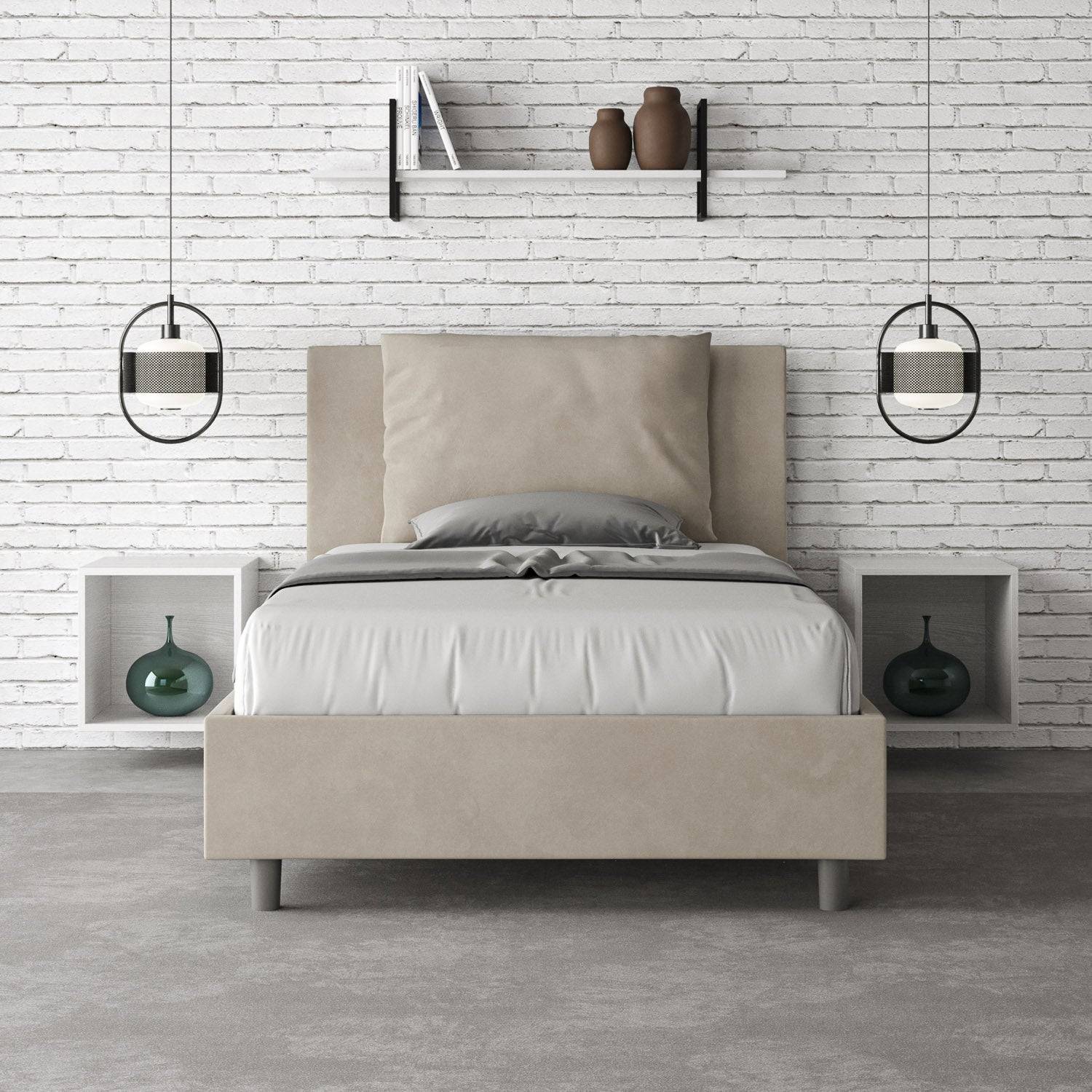 Letto singolo contenitore imbottito 100x200 microfibra Antea - Image 7