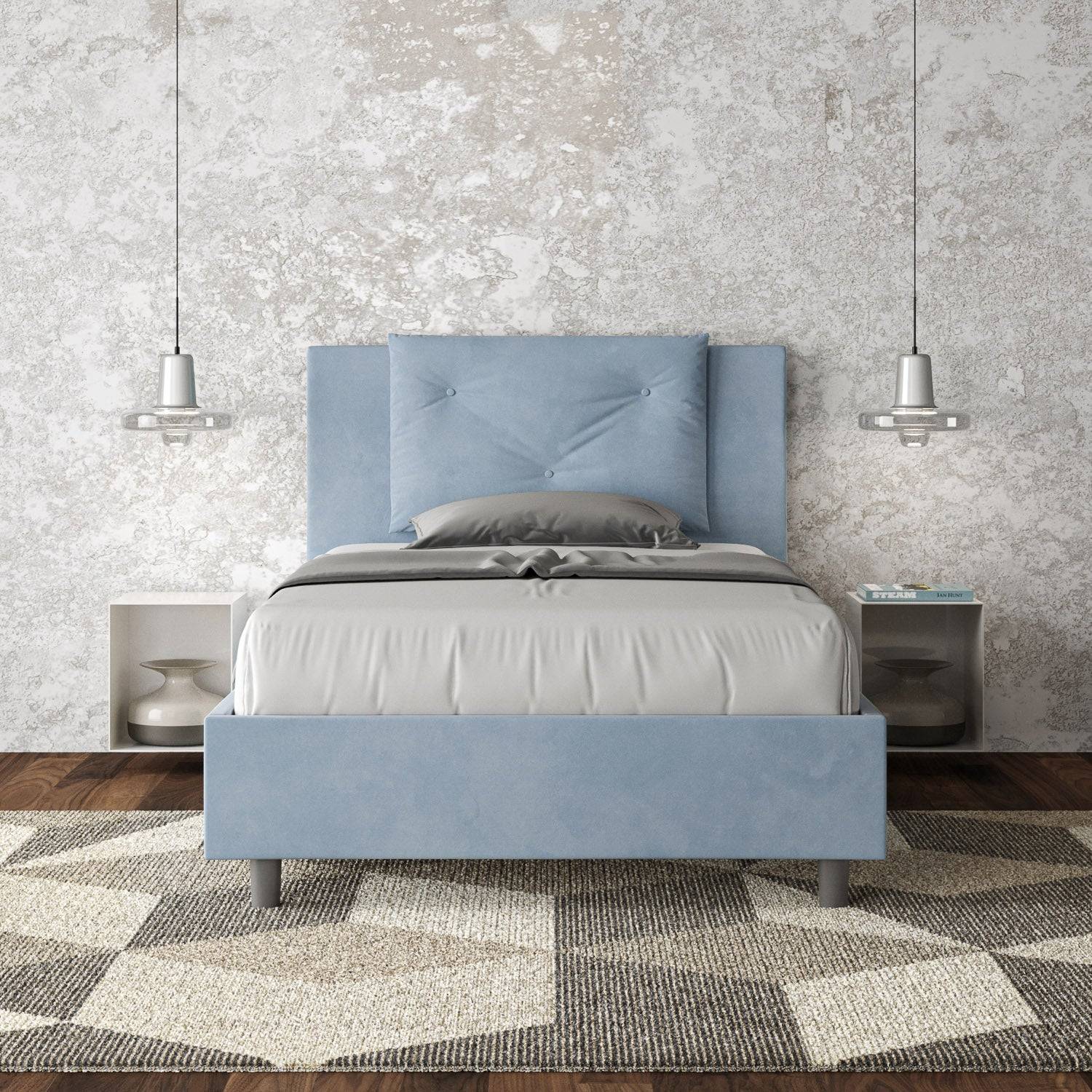 Letto singolo contenitore imbottito 100x200 microfibra Appia - Image 12