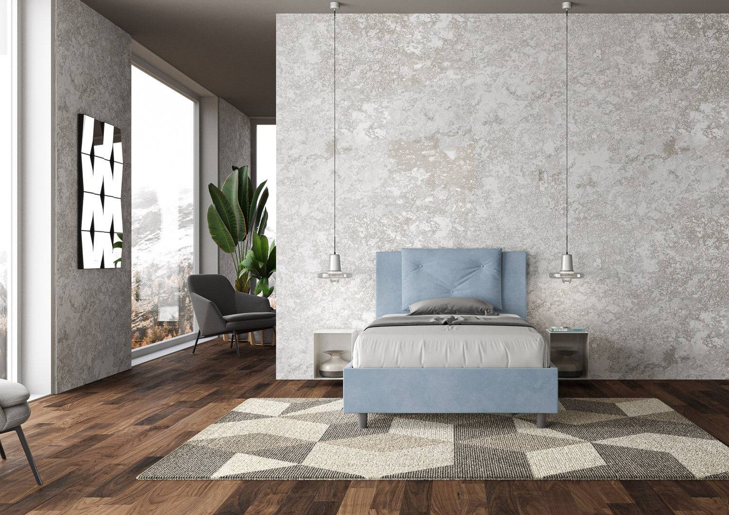 Letto singolo contenitore imbottito 100x200 microfibra Appia - Image 13