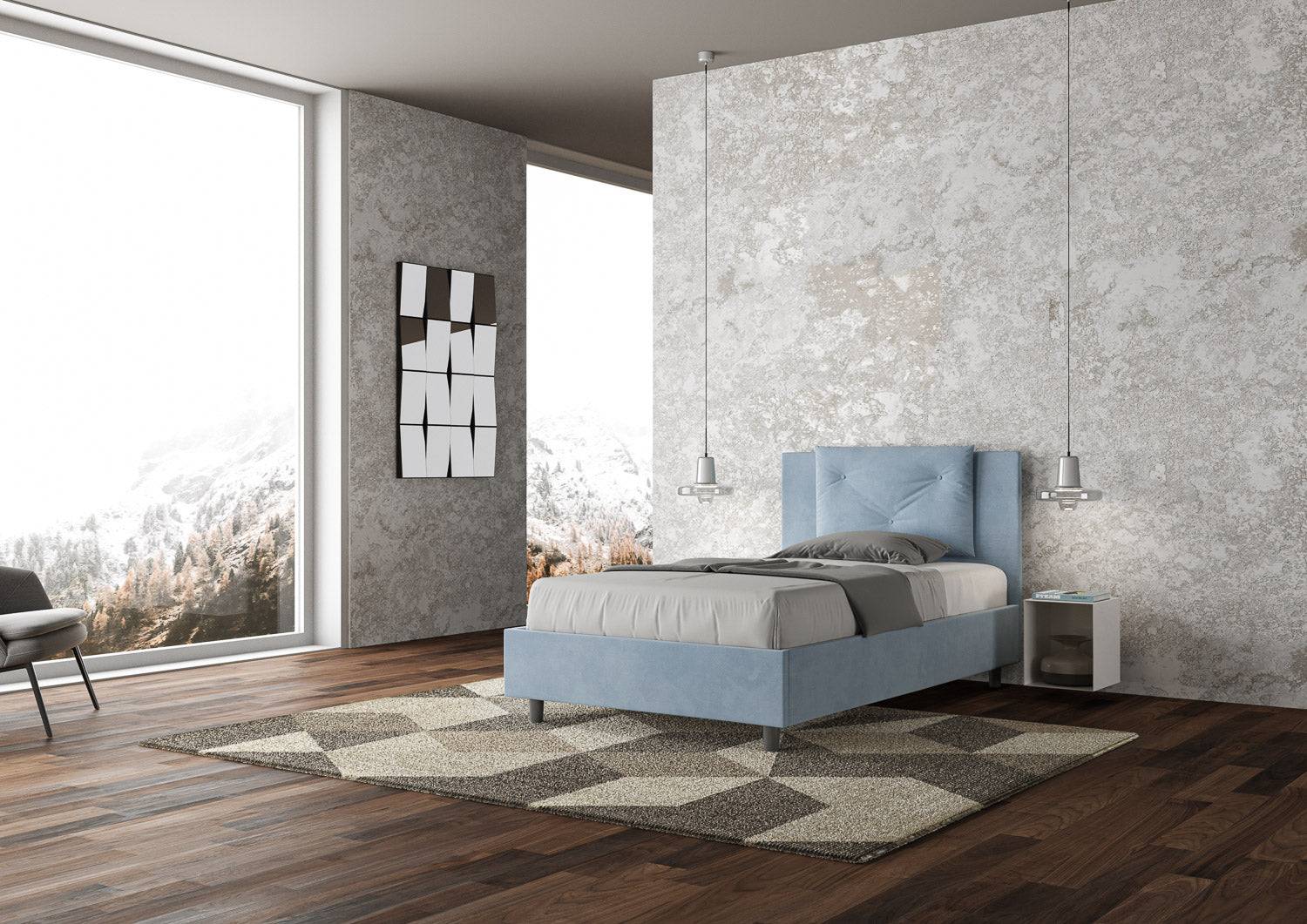 Letto singolo contenitore imbottito 100x200 microfibra Appia - Image 14