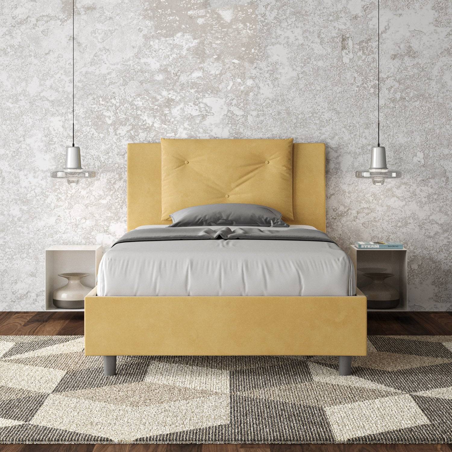 Letto singolo contenitore imbottito 100x200 microfibra Appia - Image 17