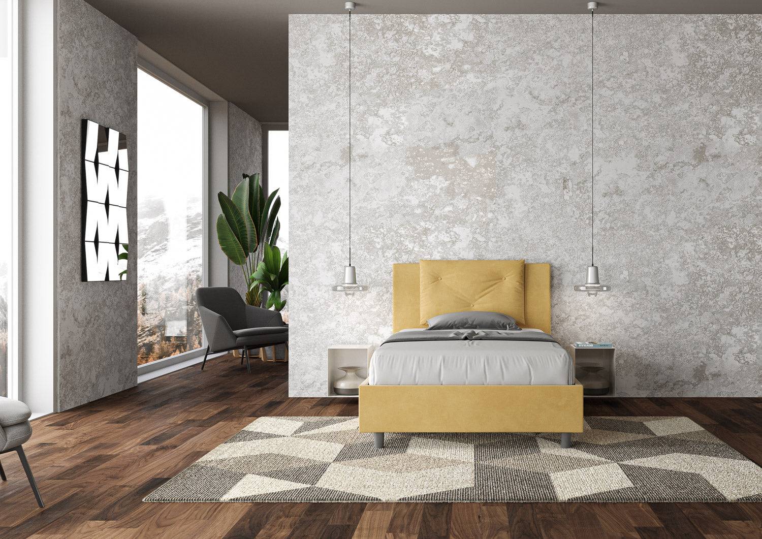 Letto singolo contenitore imbottito 100x200 microfibra Appia - Image 18