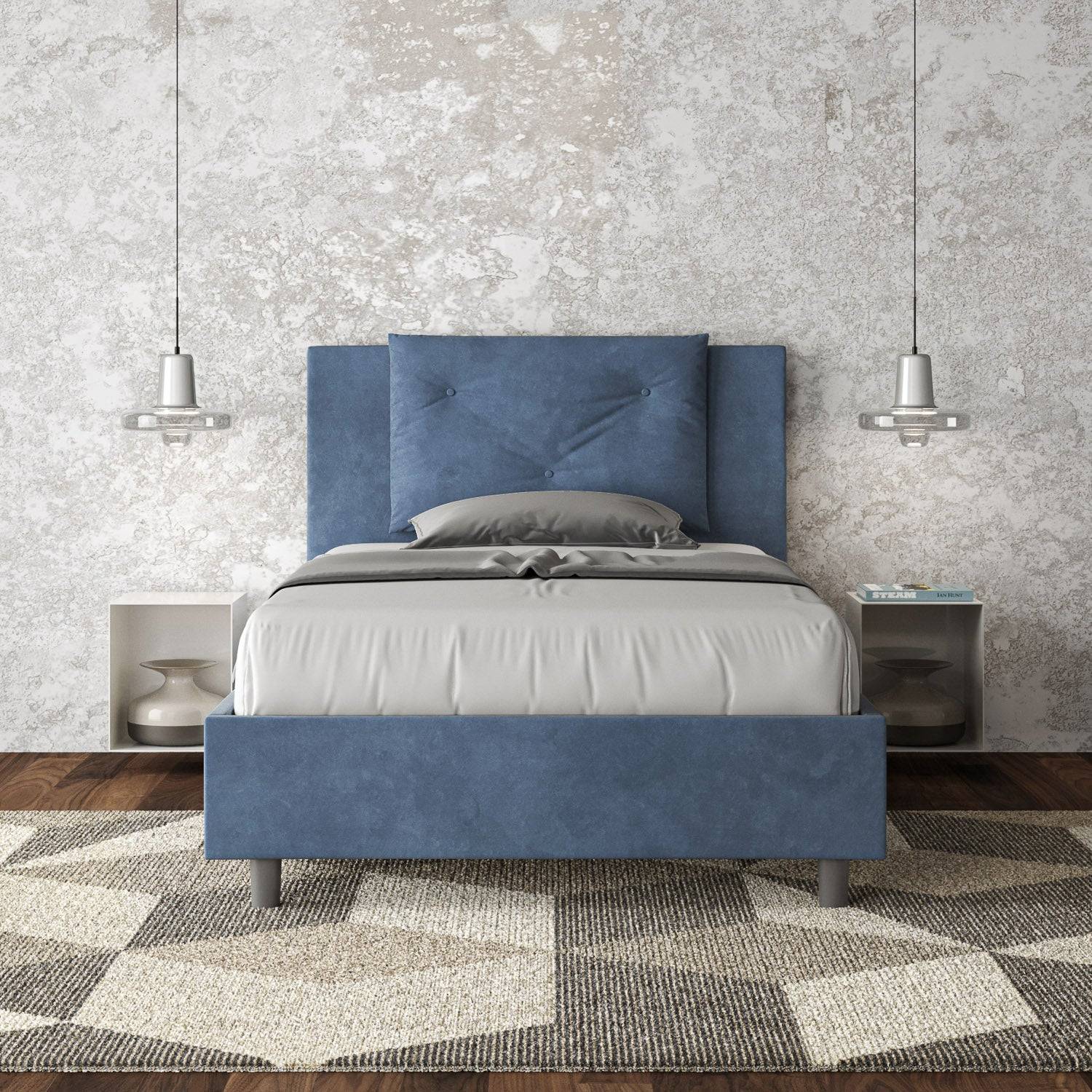 Letto singolo contenitore imbottito 100x200 microfibra Appia - Image 22