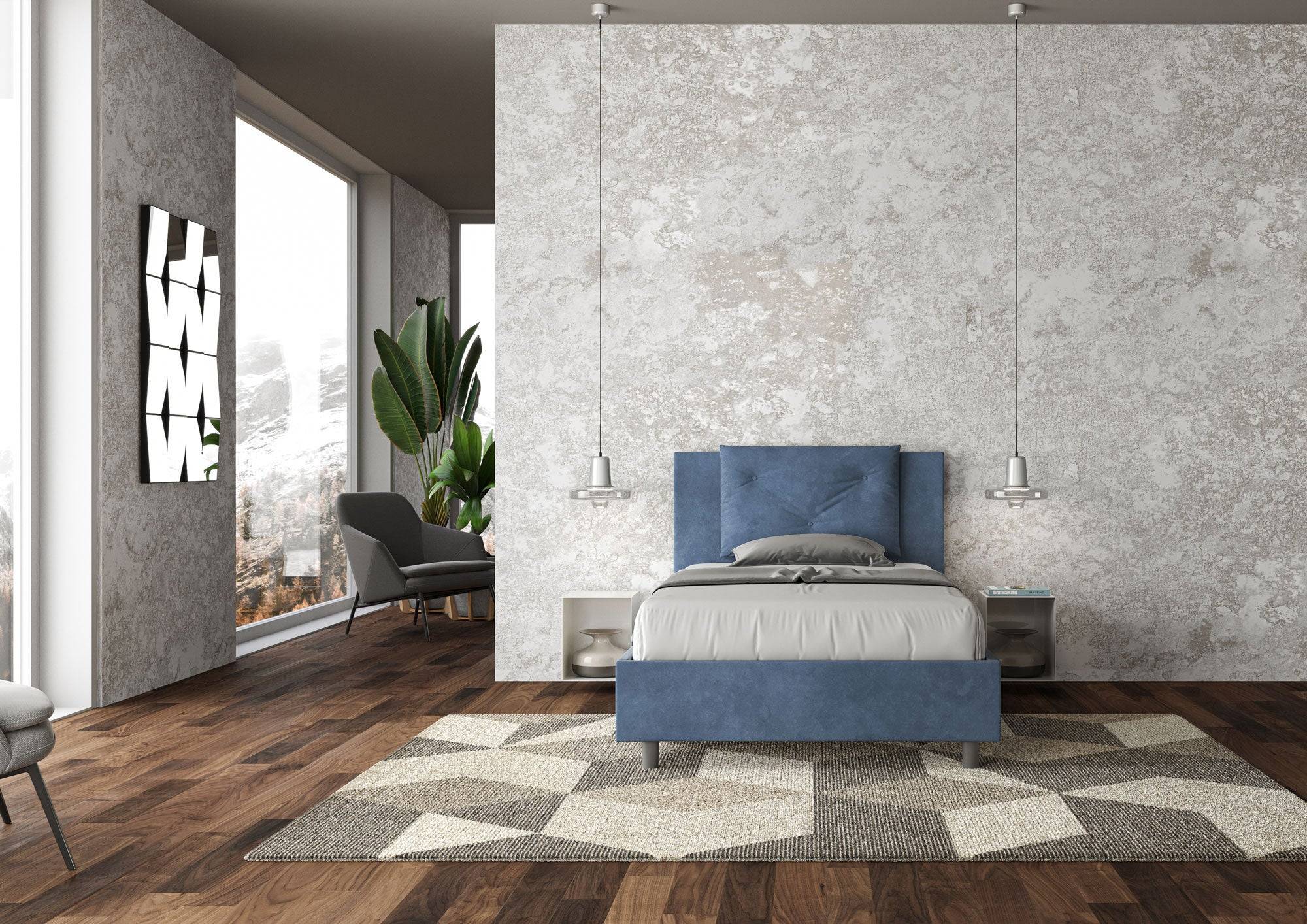 Letto singolo contenitore imbottito 100x200 microfibra Appia - Image 23