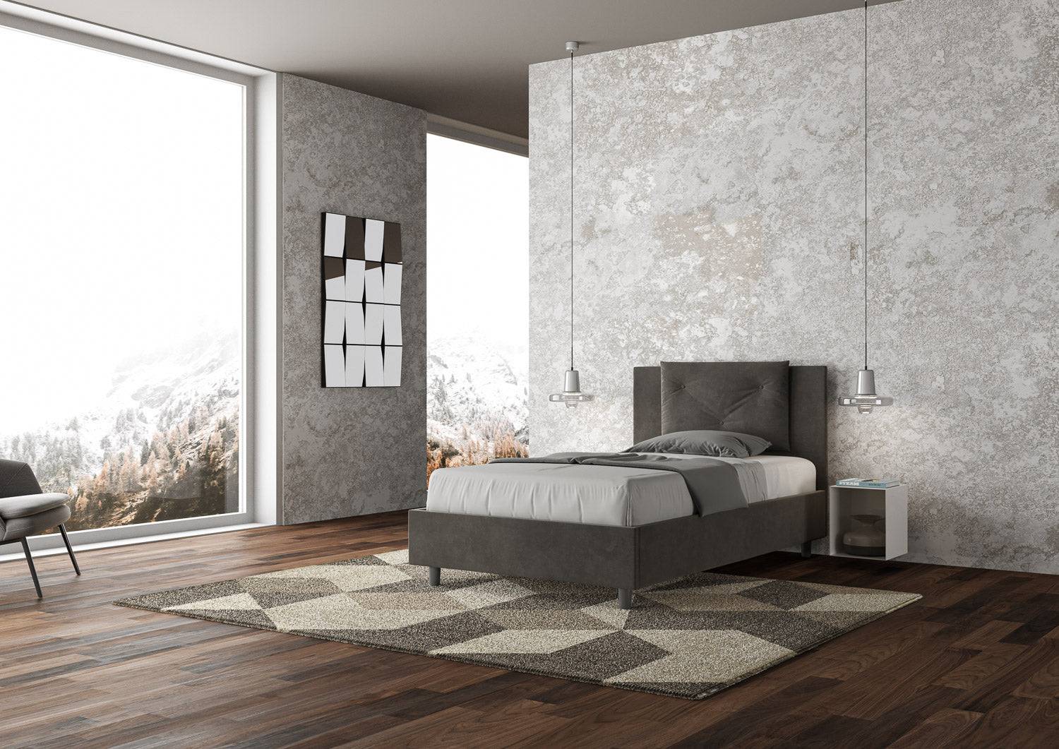 Letto singolo contenitore imbottito 100x200 microfibra Appia - Image 4