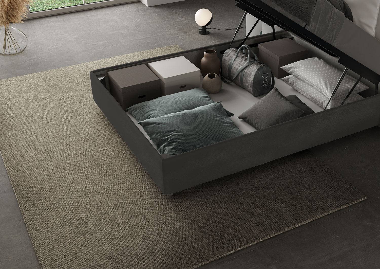 Letto singolo contenitore imbottito 100x200 microfibra Appia - Image 5