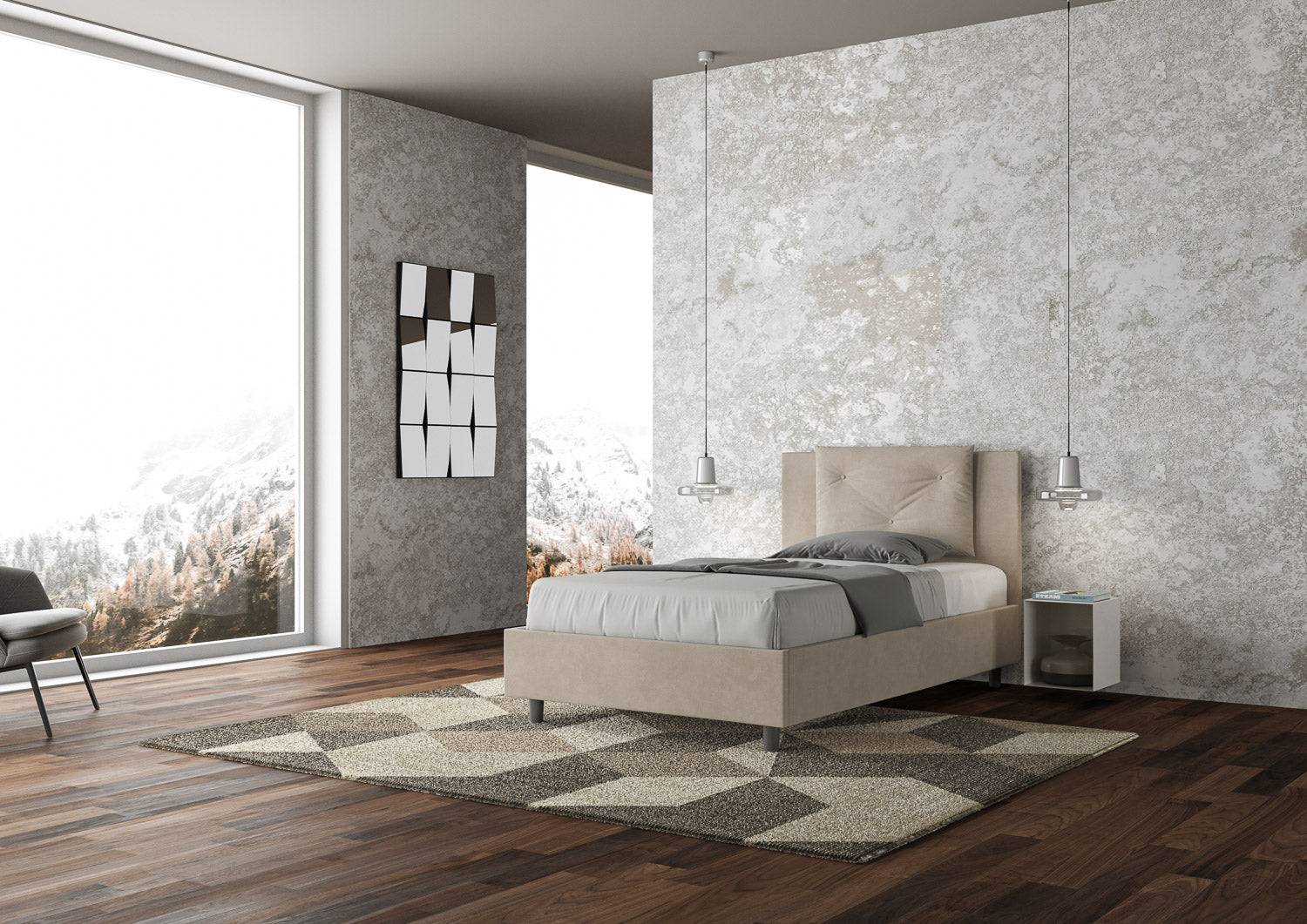 Letto singolo contenitore imbottito 100x200 microfibra Appia - Image 9