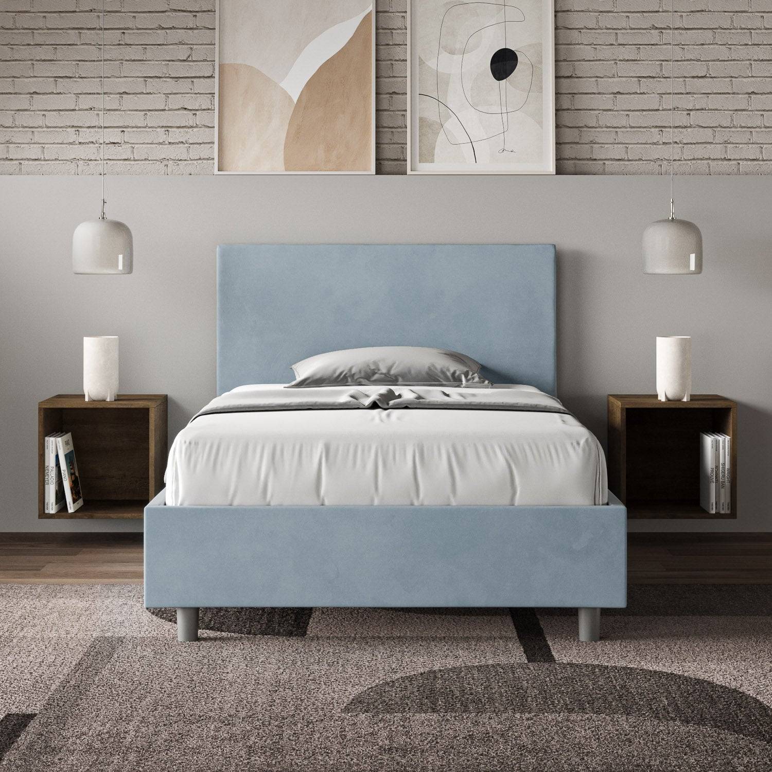 Letto singolo contenitore imbottito 100x210 microfibra Adele - Image 12