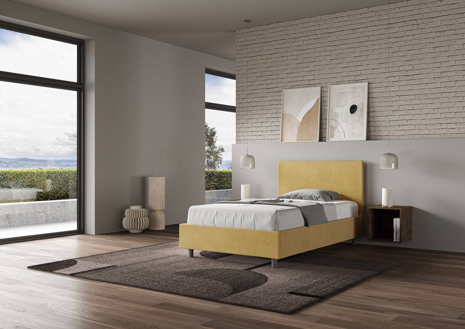 Letto singolo contenitore imbottito 100x210 microfibra Adele - Image 18